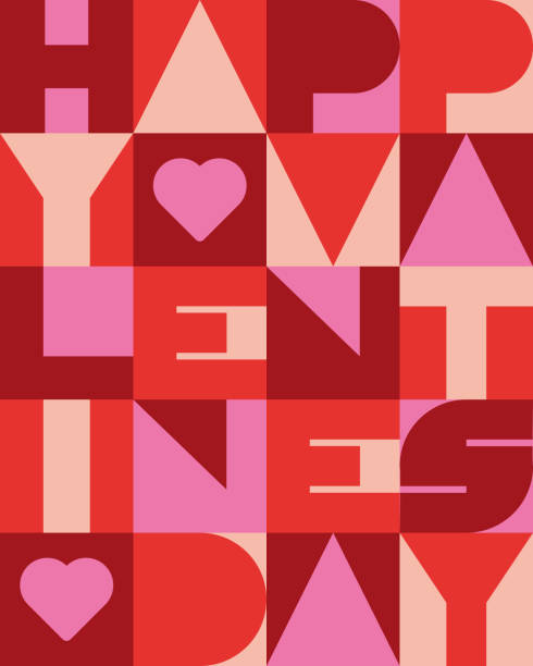 Valentines Day greeting card with geometric typography